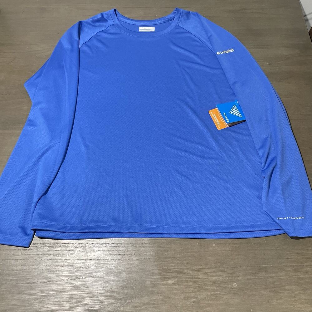 Columbia Womens Size 2XL Shirt NEW PFG Solar Stream Long Sleeve Regular Fit Blue